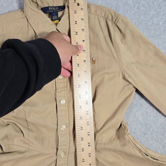 Polo Ralph Lauren Girls Cotton Chino Shirtdress Size 12 Flare - Picture 7 of 14